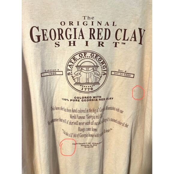 Vintage Georgia Red Clay Crewneck T-Shirt Hanes Heavyweight XL - Picture 5 of 7